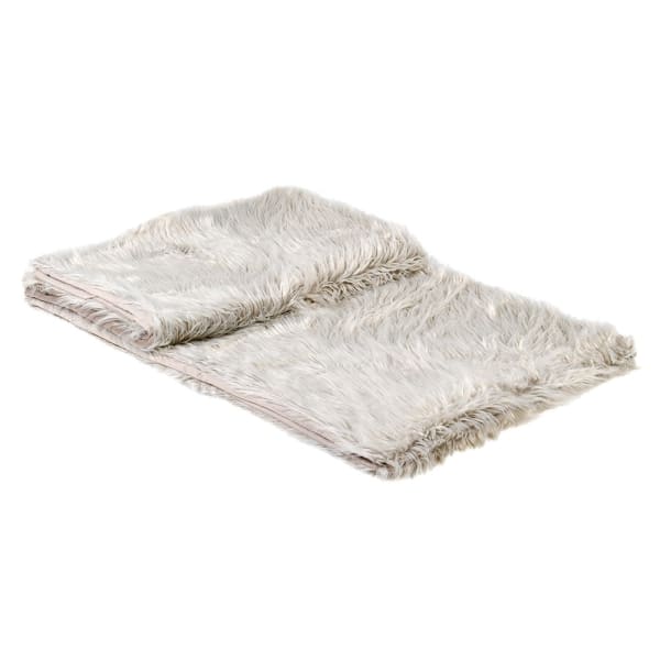 Thick Cream Faux Fur Throw