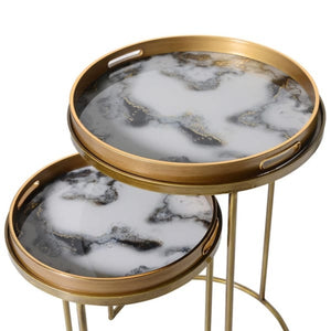 
            
                Load image into Gallery viewer, White Marble Effect Tray Tables Set
            
        