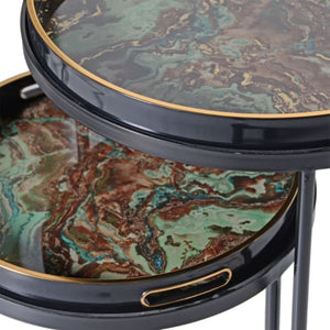 
            
                Load image into Gallery viewer, Set of Two Green Marble Effect Tray Tables
            
        