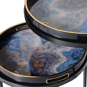 
            
                Load image into Gallery viewer, Indigo Marbled Tray Table Set
            
        