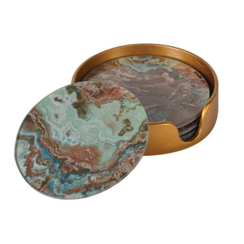 
            
                Load image into Gallery viewer, Set of Green Marble Effect Coasters
            
        