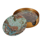 Set of Green Marble Effect Coasters