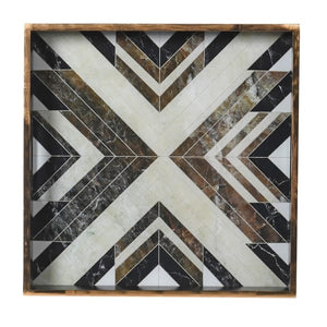Black & White Square Marbled Tray