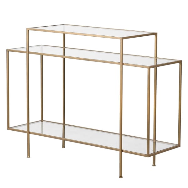 
            
                Load image into Gallery viewer, Glass Tiered Geometric Console Table
            
        