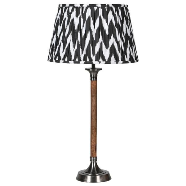Slim Wooden Lamp with Ikat Shade