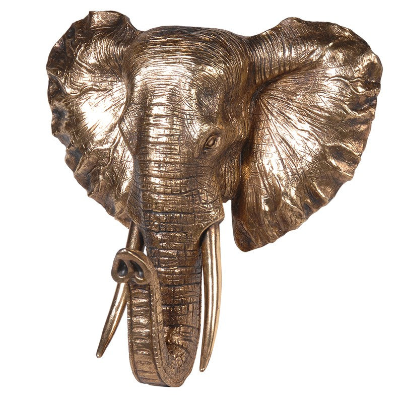 Gold Elephant Head With Mount