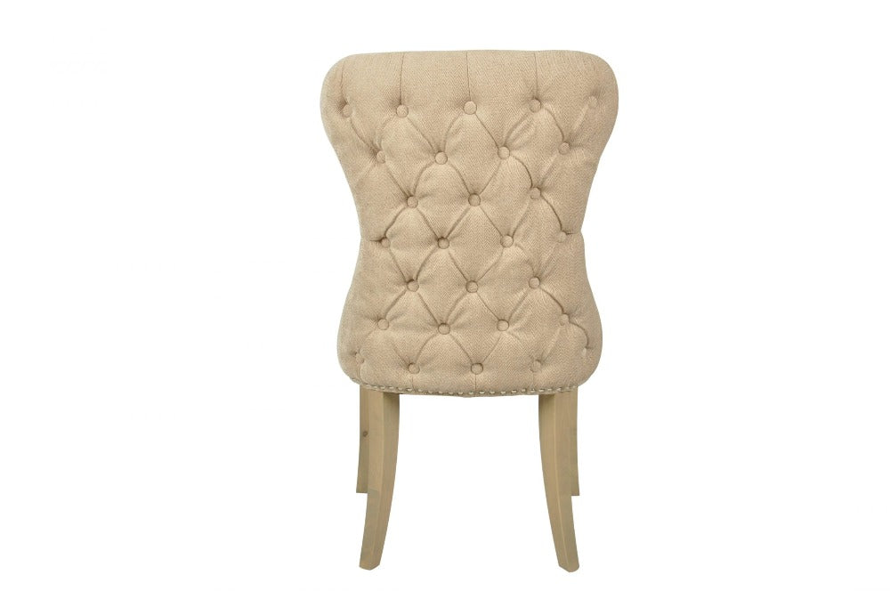 Guia Beige Button Back Dining Chair with Studs