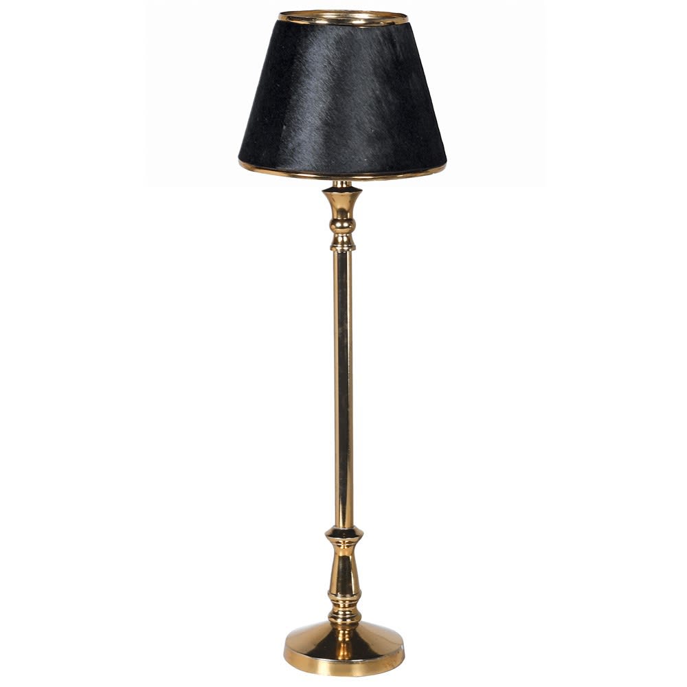Gold Lamp with Black Leather Shade