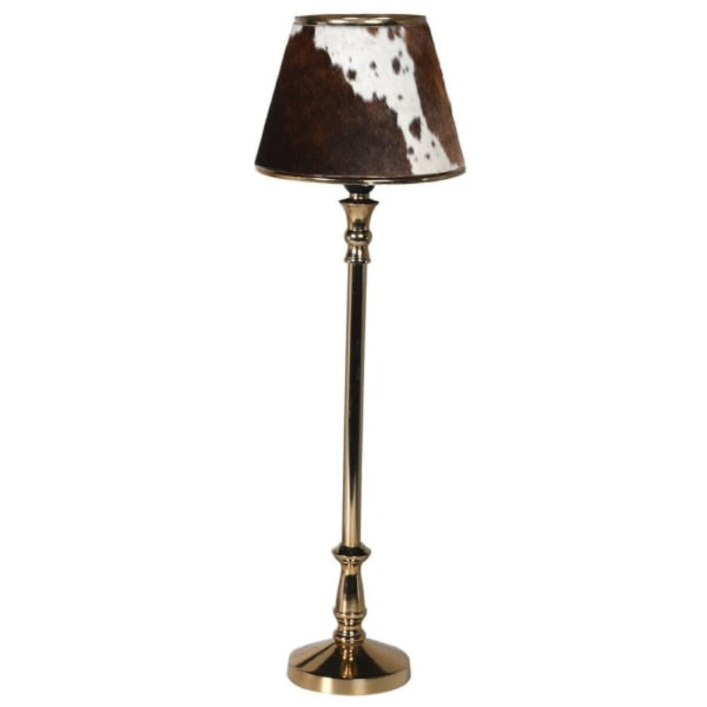 Gold Lamp with Brown Leather Shade