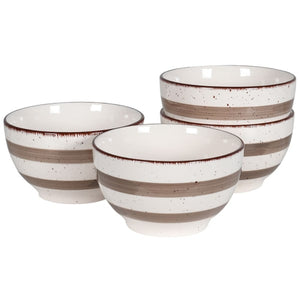 Set of 4 Hand Painted Textural Stripe Bowls