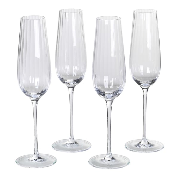 Set of 4 Ribbed Champagne Glasses