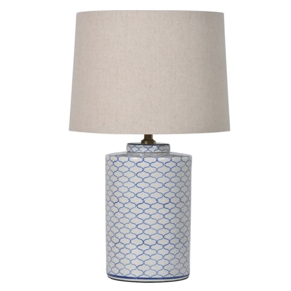 Blue and White Crackle Lamp with Shade