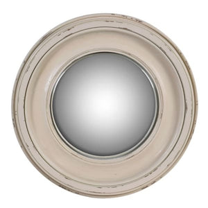 Medium Distressed White Round Mirror