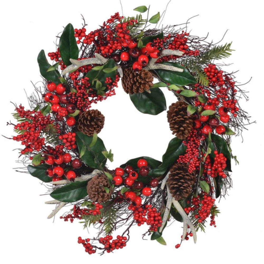 Antler Berry and Cone Wreath