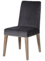 Grey Velvet Studded Dining Chair