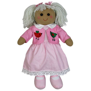 Pink Embroidered Bird Jacket And Dress Rag Doll 40cm