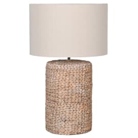 Large Ceramic Rope Effect Table Lamp with Linen Shade
