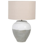 Large Grey and White Ceramic Lamp with Shade