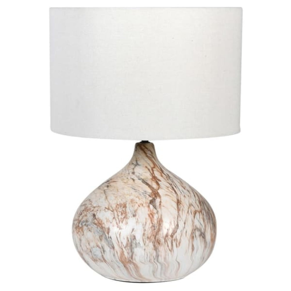 Marbled Table Lamp with Linen Shade