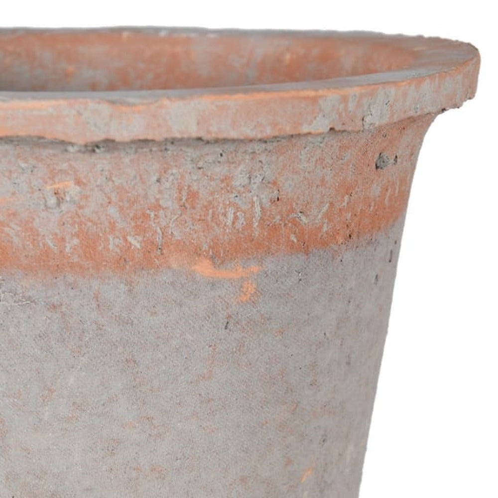 Large Antiqued Red Stone Pot