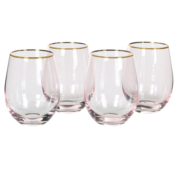 
            
                Load image into Gallery viewer, Set of 4 Gold Rim Rose Tint Tumblers
            
        