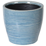 Blue Wash Ceramic Ribbed Pot