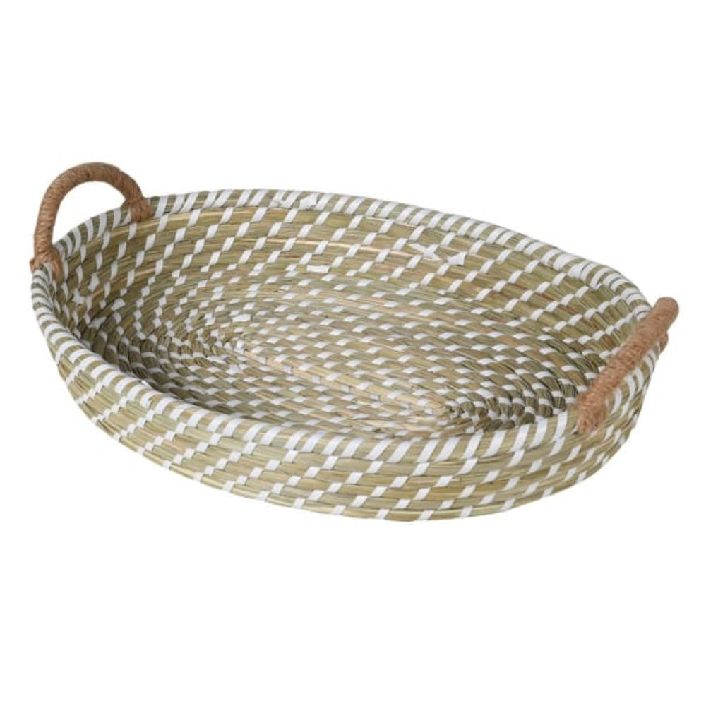Woven Seagrass Basket Tray with Handles 3 sizes