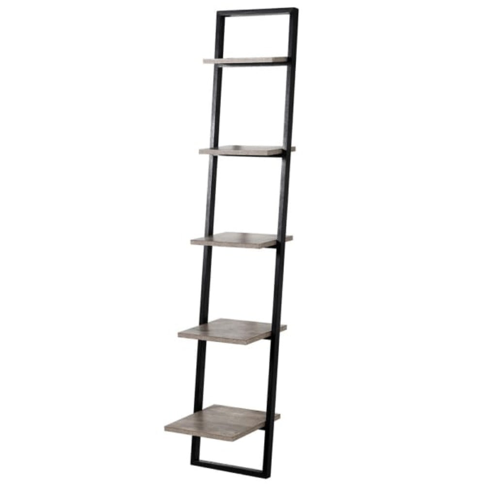 Concrete Effect Wall Leaning 5 Shelf Unit