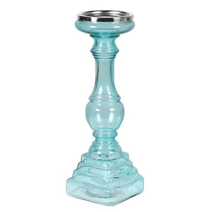 Opaque Blue Glass Candle Stands