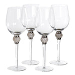 Set of 4 Silver Diamante White Wine Glasses