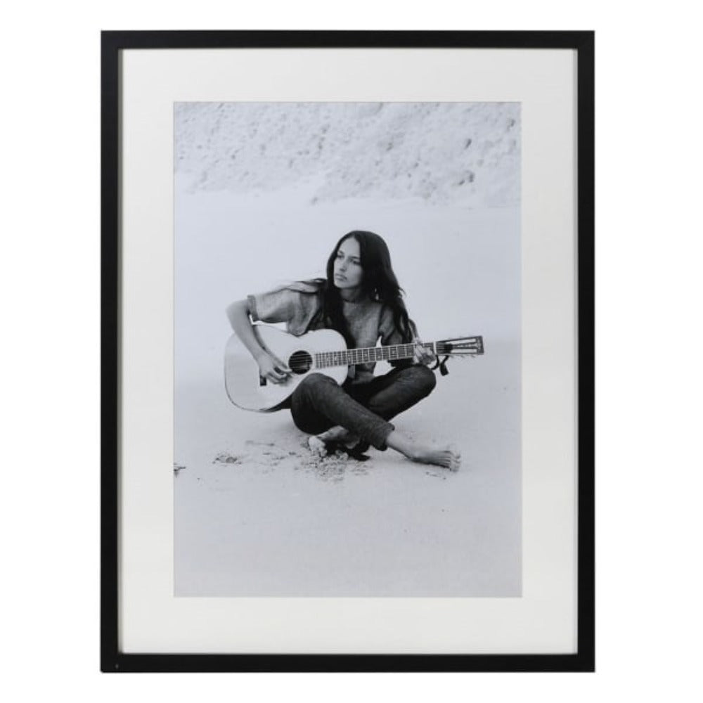 Joan Baez with Guitar On Beach
