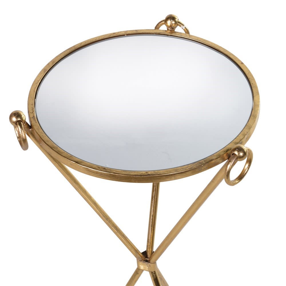 Mirrored Glass Gold Cross Side Table