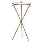 Mirrored Glass Gold Cross Side Table