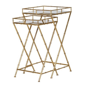 Nest of Bamboo Effect Gold Side Tables