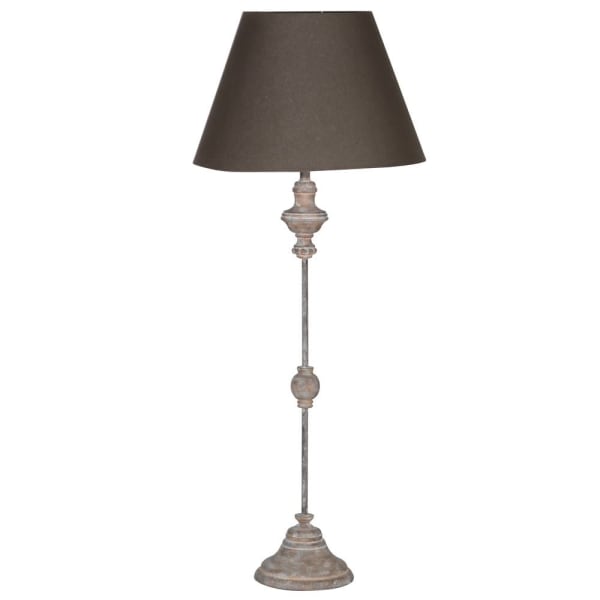 Antique Style Tall Table Lamp with Dark Linen Shade