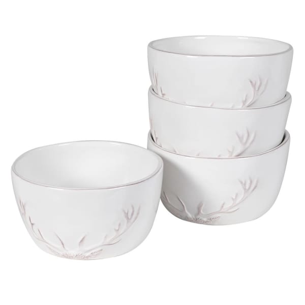 Set of 4 Antler White Ceramic Bowl