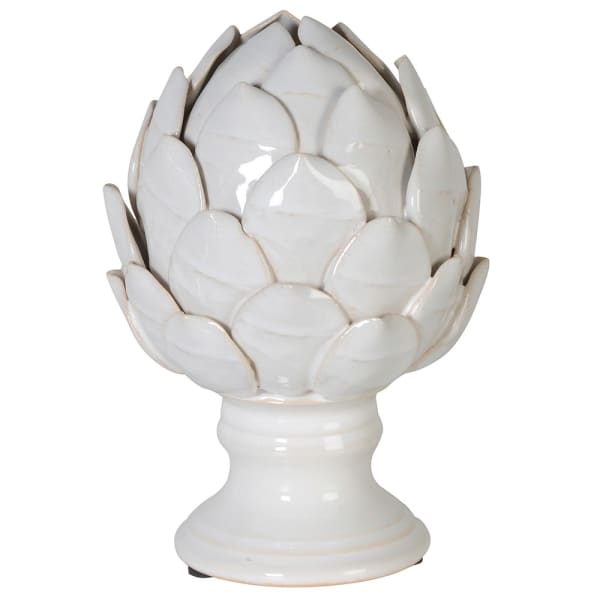 Small Ceramic White Artichoke On Stand