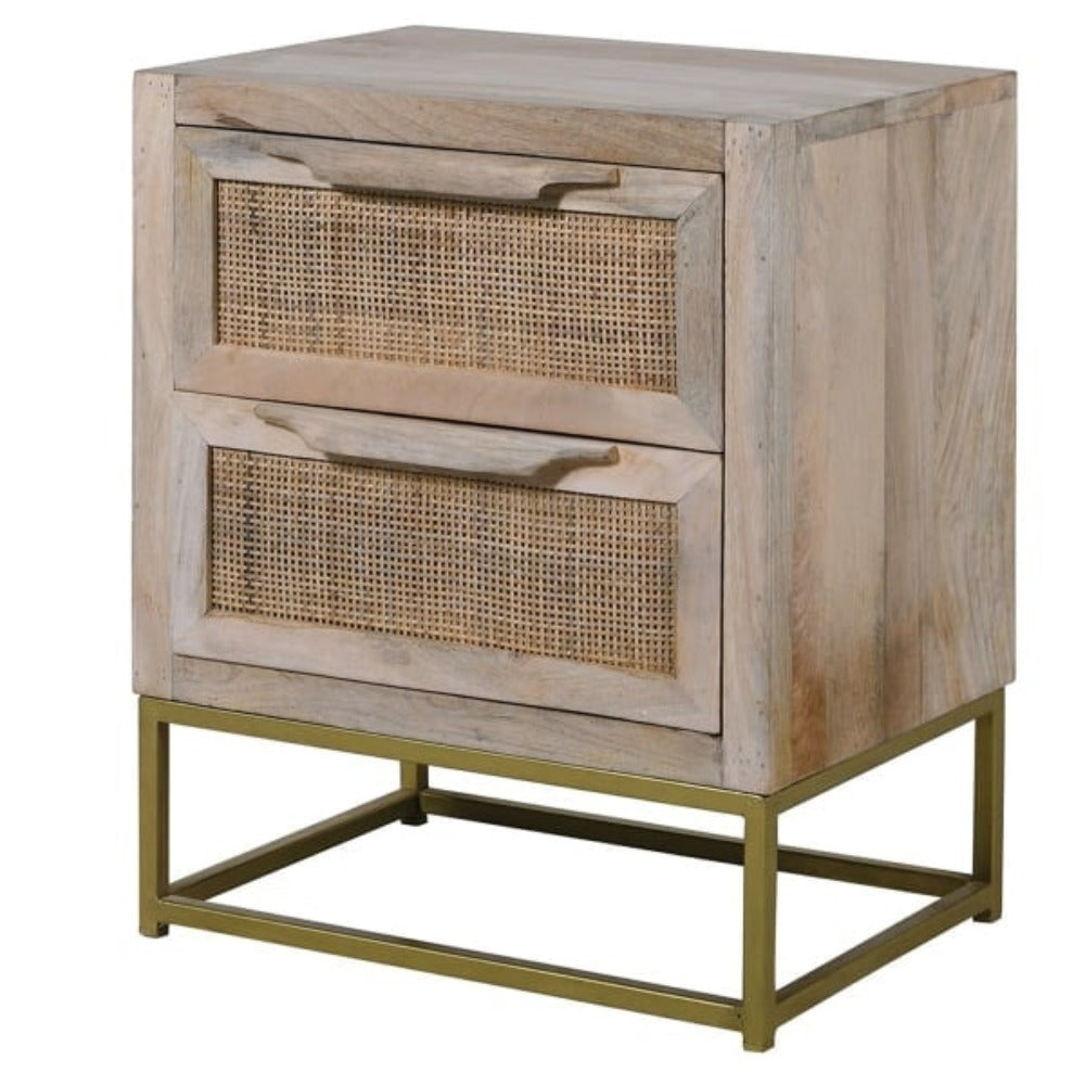 Rustic Cane 2 Drawer Bedside