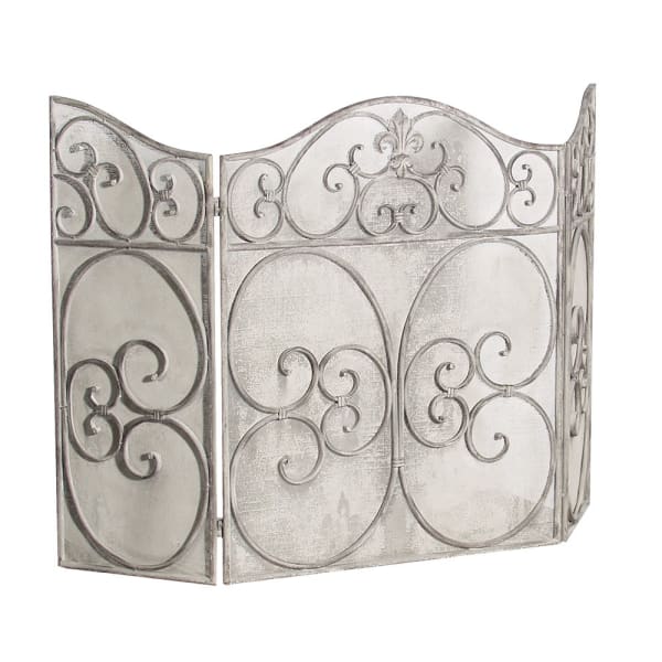 Grey Wash Metal Fire Screen