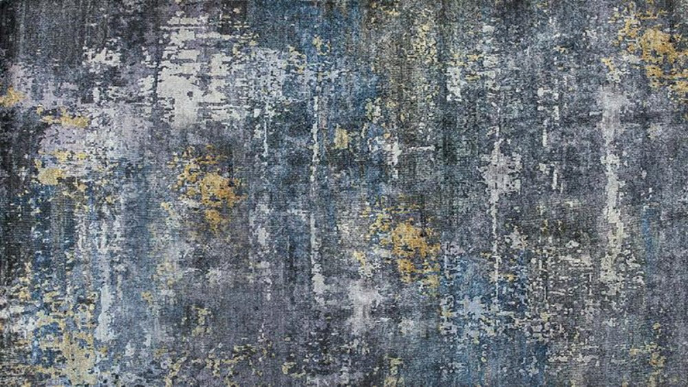 Baltimore Rug Blue and Mustard Tones