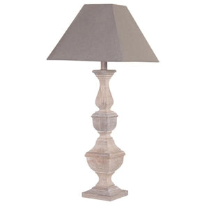 Grey Wash Block Table Lamp and Grey Shade