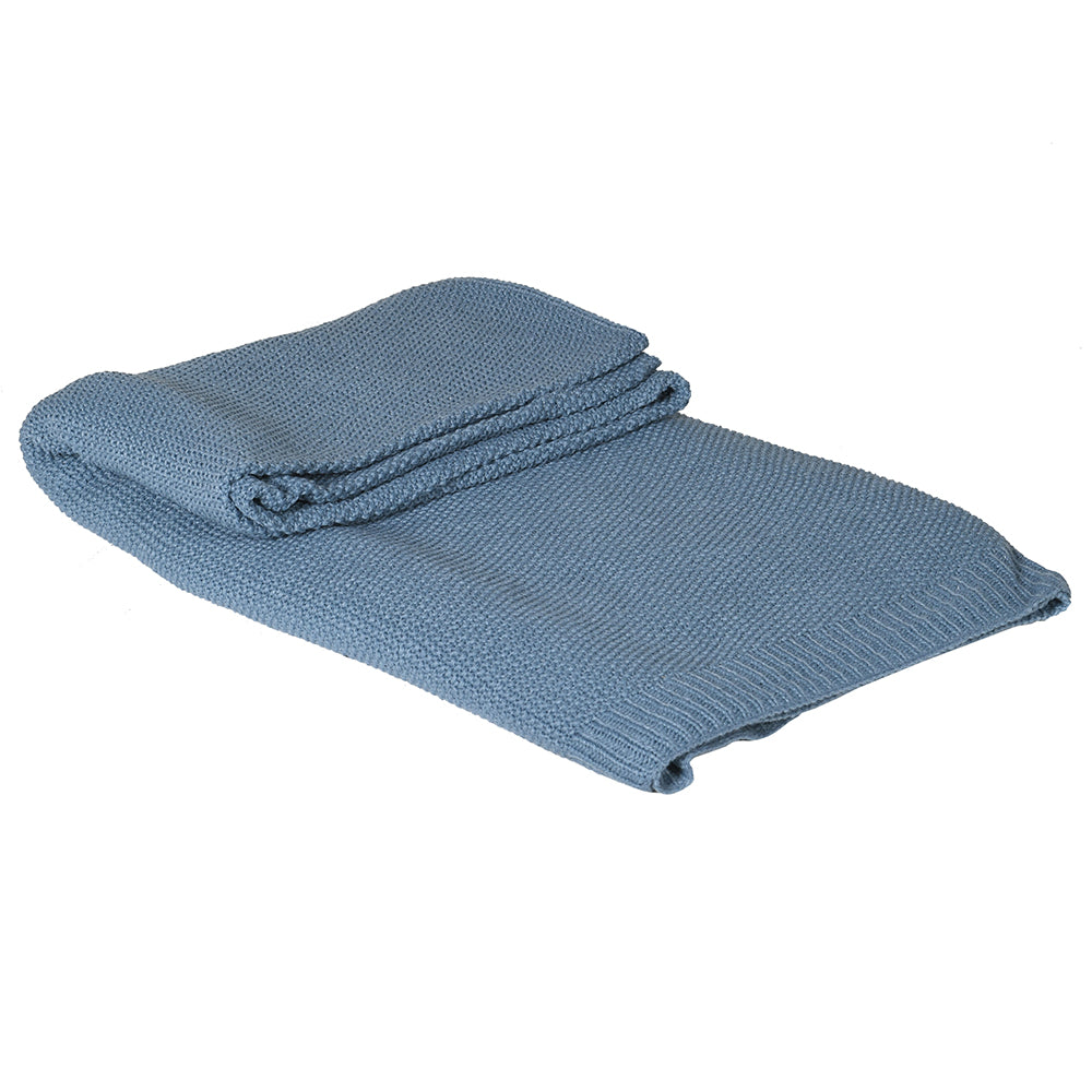 Blue Knitted Blanket - Throw