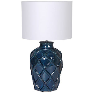 Deep Blue Rope Pattern Ceramic Table Lamp