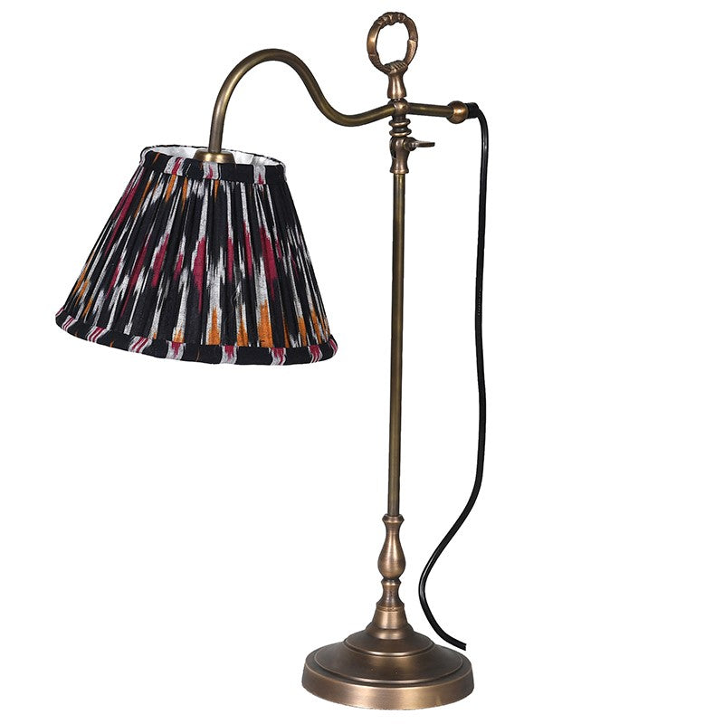 
            
                Load image into Gallery viewer, Antique Brass Lamp With Ikat Shade
            
        