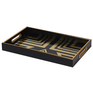 
            
                Load image into Gallery viewer, Art Deco Black &amp;amp; Gold Square Tray
            
        