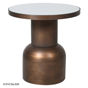 Large Modern Metal Round Side Table with Mirrored Top