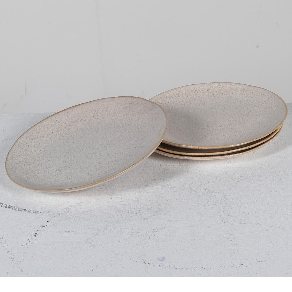 Ceramic Beige Side Plates - Set Of 4