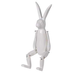 White Wood Effect Jointed Rabbit