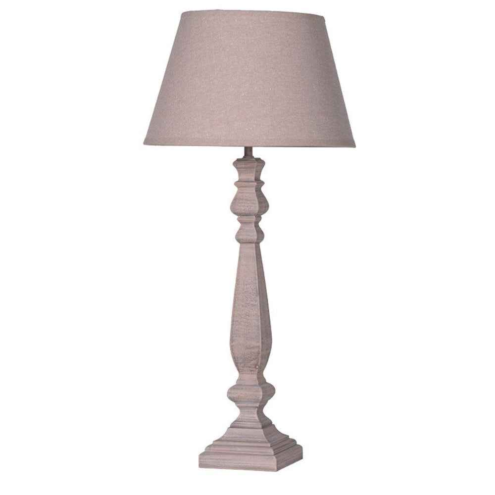 Wooden Lamp With Beige Shade