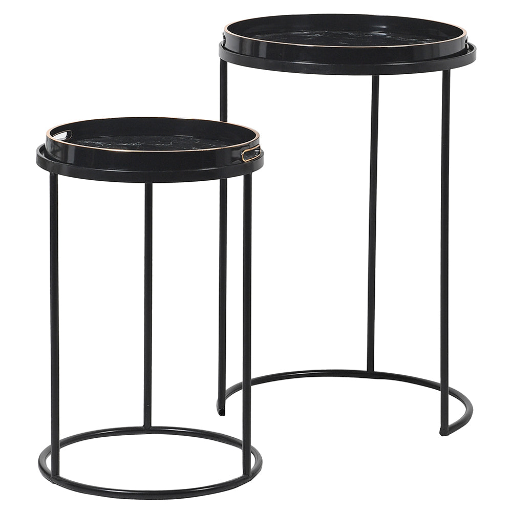Black Marble Effect Tray Tables